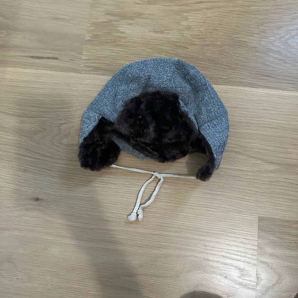 Handmade Gray Herringbone Kids Winter Hat